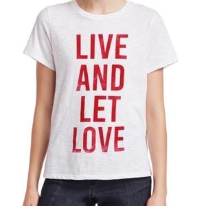 5À7 cinq à sept Women's Live and Let Love Short Sleeve White Cotton T-Shirt Sz M